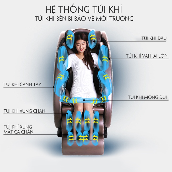 Ghế Massage Toàn Thân Cao Cấp HP01 Túi Khí 12 Điểm Xoa Bóp, Ghế Massage 3D Toàn Thân Có Sưởi Hồng Ngoại Giảm Đau Nhức
