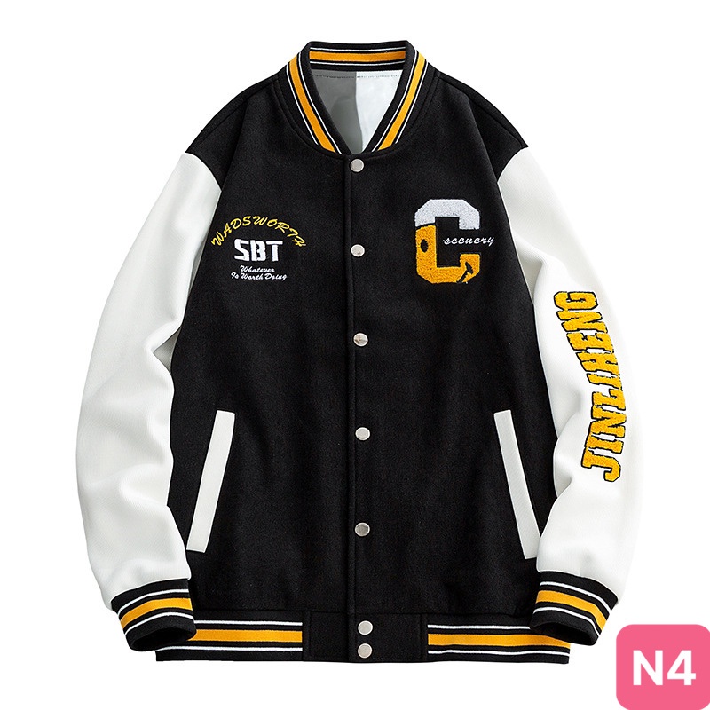 Áo khoác nỉ Hoodie nam nữ không có nón form rộng kiểu dáng Bomber bóng chày GM18