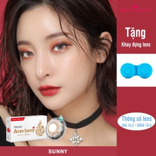 Lens cận 1 tháng màu xám tây SUNNY ANN365 dành cho mắt nhạy cảm đeo êm