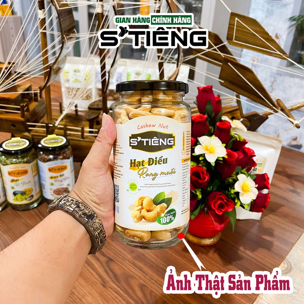 500Gr Hạt Điều Rang Muối STIÊNG  SẠCH VỎ Nguyên Hạt Loại A Hủ Thuỷ Tinh
