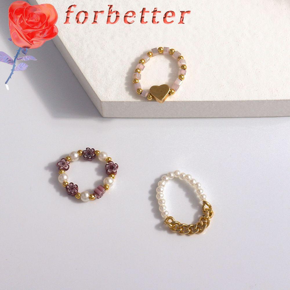 Nhẫn đeo ngón tay co giãn đính hạt hình hoa/trái tim nhiều màu dễ thương phong cách Bohemian Hàn Quốc cho nữ