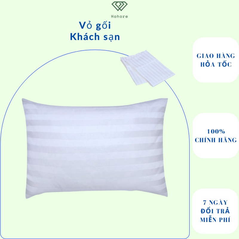 Vỏ gối khách sạn trắng sọc 3f riotex áo bọc gối khách sạn vải cotton cvc cao cấp kích thước 40x60, 50x70 và 35x100