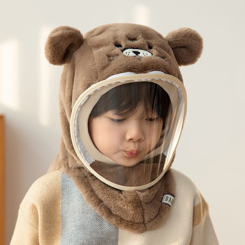 Mũ ấm dễ thương mặt nạ chắn gió trẻ em