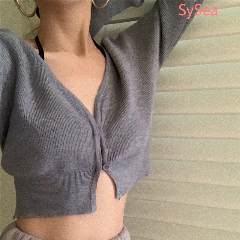 Áo Dệt Kim Tay Dài Cổ Chữ V Thời Trang Mùa Thu Phong Cách Hàn Quốc Cho Nữ