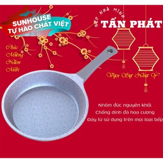 Chảo Chiên Siêu Bền Vân Đá Đáy Từ SUNHOUSE MAMA 24 - 26 - 28 cm (không kén bếp)