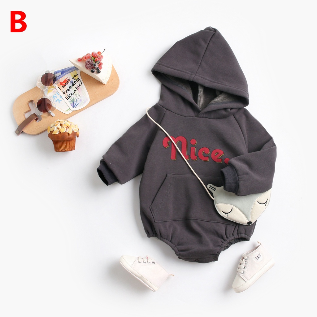 Sanlutoz Áo Liền Quần Tay Dài Có Mũ Trùm Vải Cotton Thời Trang Thu Đông Dễ Thương Cho Bé Sơ Sinh