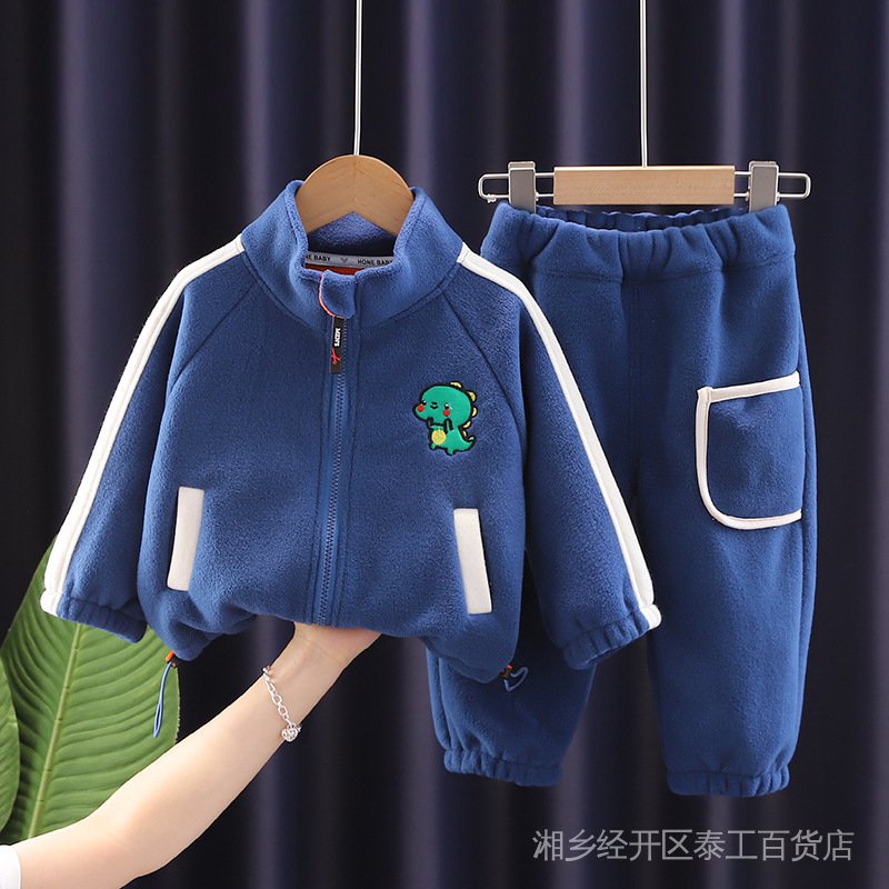 Bộ Đồ Thời Trang Thu Đông 2022 Lót Lông Cừu Họa Tiết Hoạt Hình Cho Bé Trai Az0
