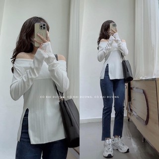 áo trễ vai len gân 0066