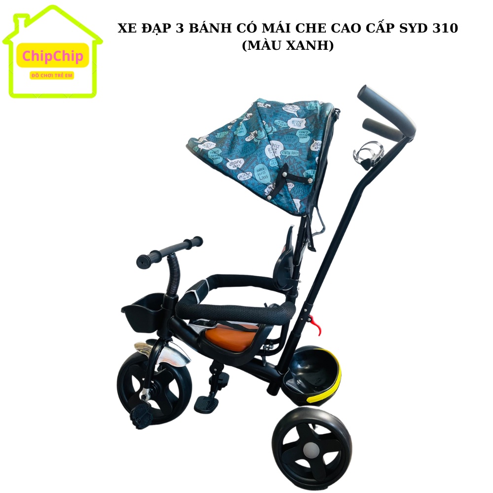 Xe đẩy 3 bánh cho bé có mái che, có cần đẩy chắc khoẻ phù hợp cho bé từ 1-5 tuổi, mã SYD 310