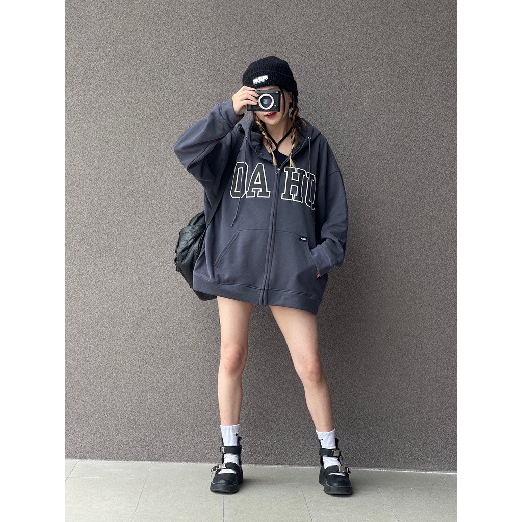 Áo Khoác Nỉ Bông OAHU JACKET Unisex, Áo Hoodie Zip Nam Nữ Form Rộng Phong Cách Hàn Ảnh thật Có Sẵn