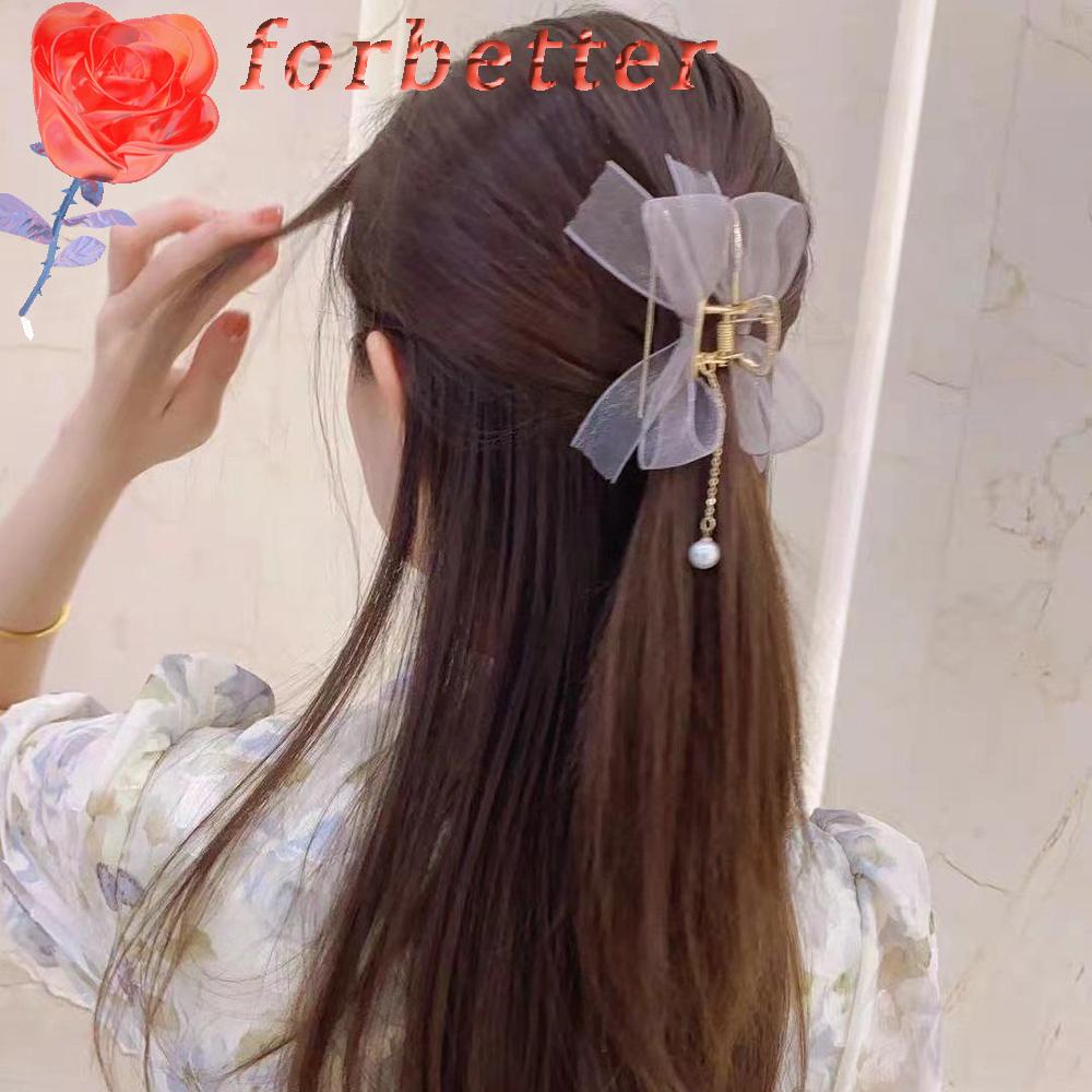 Kẹp Tóc Hình Nơ Bằng Kim Loại Phối Ren Thời Trang Hàn Quốc Cổ Điển Dành Cho Nữ