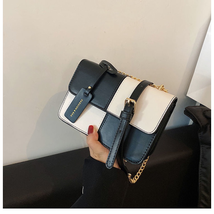 Túi Đeo Chéo Hình Vuông Nhỏ Màu Trắng Đen Phong Cách Hàn Quốc Thời Trang Cho Nữ