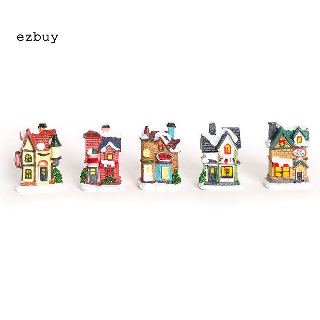 Đồ trang trí Ngôi Nhà Mini Phát Sáng Chống Vỡ Phong Cách Châu Âu Trang Trí Giáng Sinh