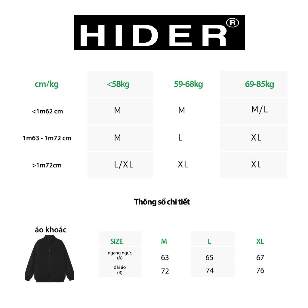 Áo khoác Jacket HIDER Tay Xám Unisex Nam Nữ Chất Dù 2 Lớp