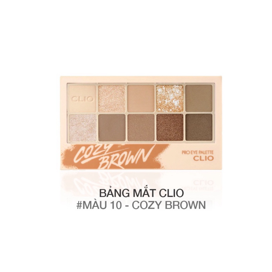 Bảng phấn mắt Clio Pro Eye Palette 10 mắt lì nhũ xinh, bám màu siêu tốt chính hãng Halomi TRANCI