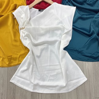 Áo Kiểu Cổ Đổ Lụa Bóng Sát Nách Đính Hạt
