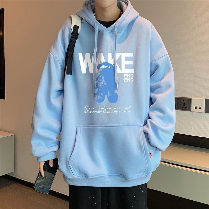 Áo Khoác Không Tay Có Mũ Trùm Đầu Chất Liệu 100% cotton In Hoạ Tiết Gấu Thời Trang Thu Đông Cho Nam Giới