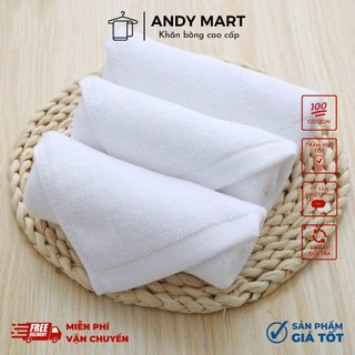 Khăn mặt trắng khách sạn 30x45cm cotton mềm mại dày nhẹ thấm hút tốt Andy Mart KM11