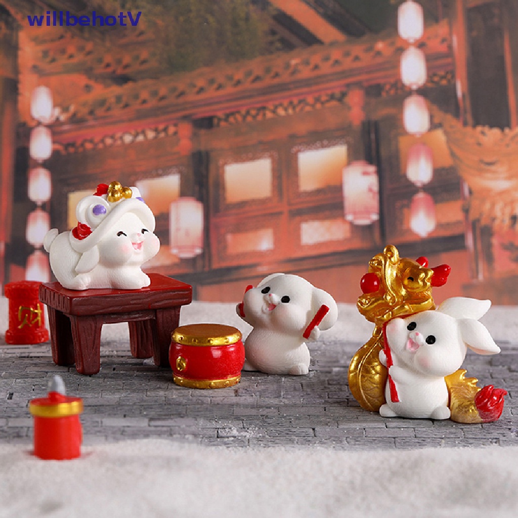 [WillbehotV] Mô Hình Chú Thỏ Hoạt Hình Trang Trí Tiểu Cảnh Sân Vườn Thu Nhỏ DIY