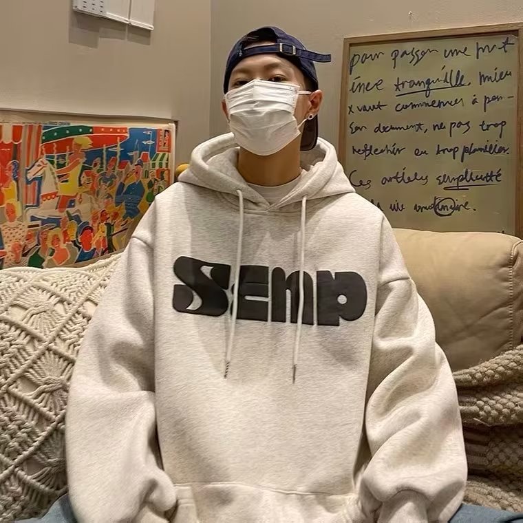 Áo hoodie Dáng Rộng In Chữ Thời Trang Thu Đông Cho Nam