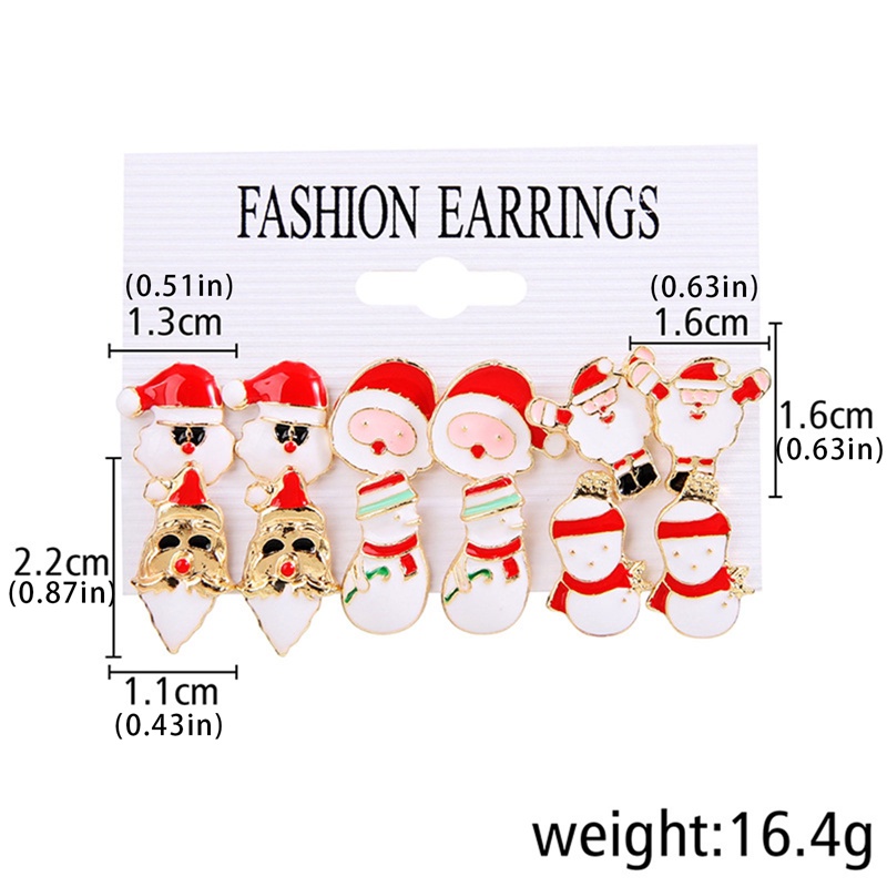 Set 6 Đôi Khuyên Tai Chủ Đề Giáng Sinh Dễ Thương