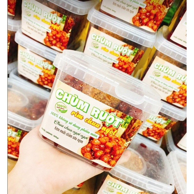 Chùm Ruột Rim Chua Ngọt Hộp 500gr Kèm Muối Ớt Món Ăn Vặt Tuổi Thơ