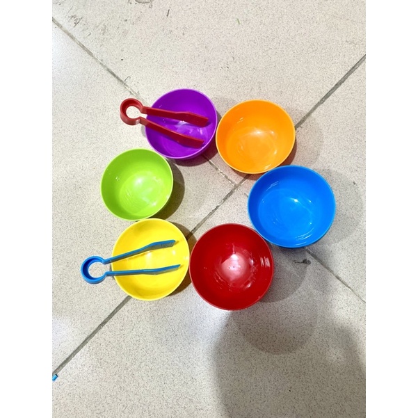 Set bát kèm kẹp gắp cho bé ⚡ CỰC BỔ ÍCH ⚡ Bộ đồ chơi phân biệt màu sắc, kĩ năng cầm, nắm cho trẻ, đồ dùng mầm non