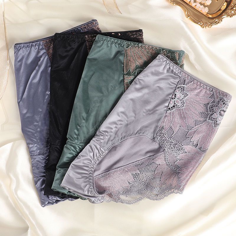 Quần Lót Cotton Lưng Cao Không Đường May Phối Ren Quyến Rũ Cho Nữ