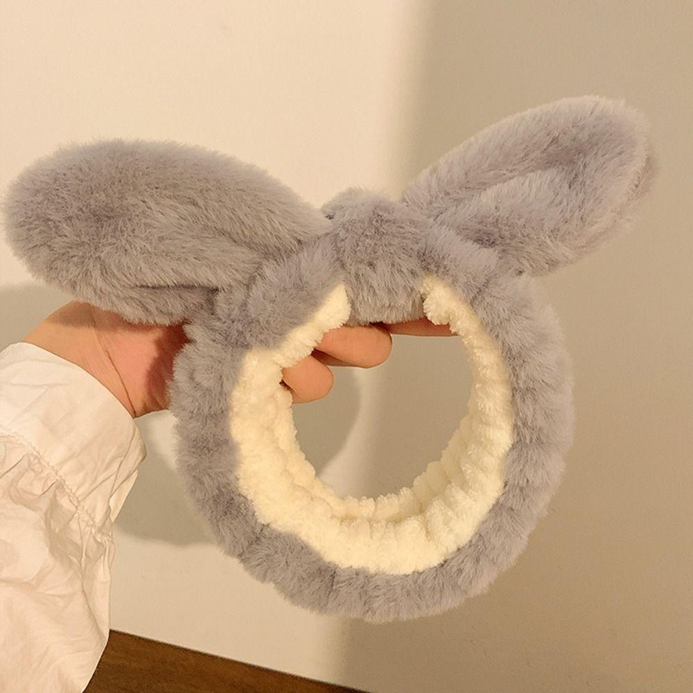 ANEMONE Băng Đô Cài Tóc Trang Điểm Hình Tai Thỏ Hoạt Hình Bằng Vải Bông Không Trượt Thời Trang Sáng Tạo