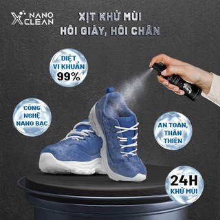 Chai Xịt Khử Mùi Giày Nano Xclean Nano Bạc 100ml Hương Trà Xanh AHT Corp - Khử Mùi Giày Dép nam nữ Hiệu Quả