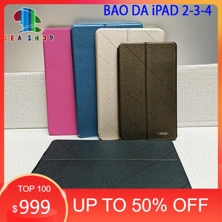 Bao da iPad 2, 3,4 nắp gập 2 mặt-Bao máy tính bảng -Giá rẻ- Thiết kế trẻ trung-Có ngăn cài thẻ- Ốp lưng nhựa dẻo