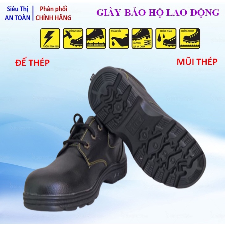 Giày bảo hộ ABC mũi sắt chỉ vàng - hàng chính hãng giá hot