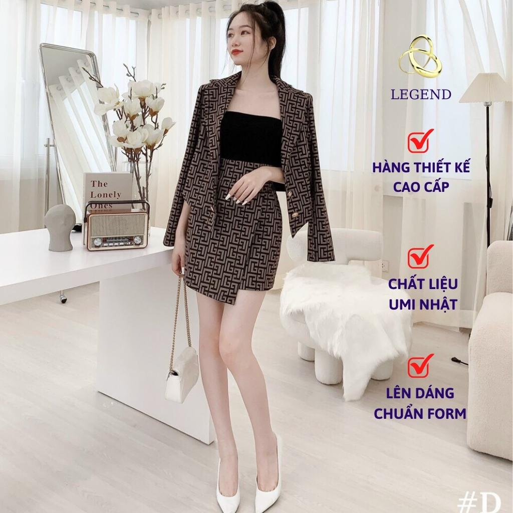 Bộ vest nữ thời trang phối áo và chân váy form ôm tôn dáng thời thượng sang chảnh