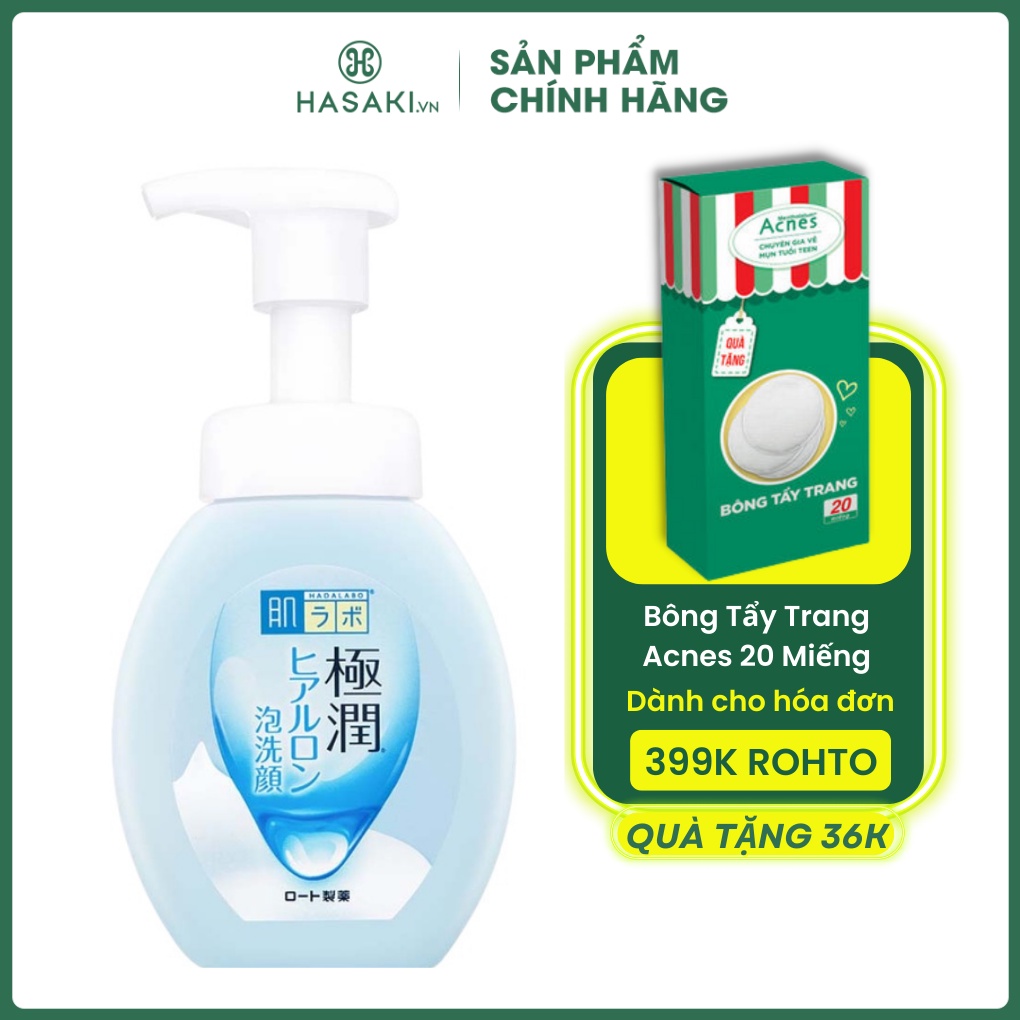 Sữa Rửa Mặt Tạo Bọt Dưỡng Ẩm Da Hadalabo Gokujyun Moisturizing Foaming Wash 160ml