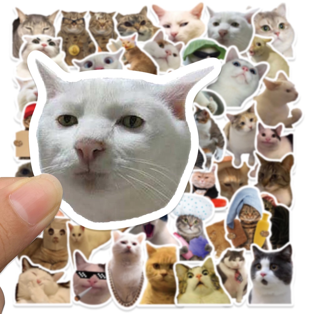 Set 10 / 50 Sticker Dán Trang Trí Hình Mèo Phong Cách Vintage