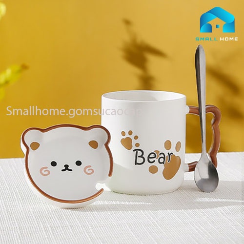 Cốc sứ Mark nắp đậy hình thú đáng yêu, dễ thương