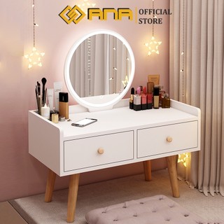 Bàn trang điểm ngồi bệt ANA có đèn LED nút bấm cảm ứng, kèm dây cắm sạc - AK05
