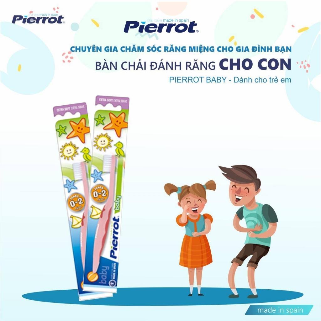 Bàn Chải Đánh Răng Trẻ Em PIERROT Baby Lông Chải Siêu Mềm An Toàn Cho Lợi Mỏng Manh Của Bé Từ 0 - 2 Tuổi