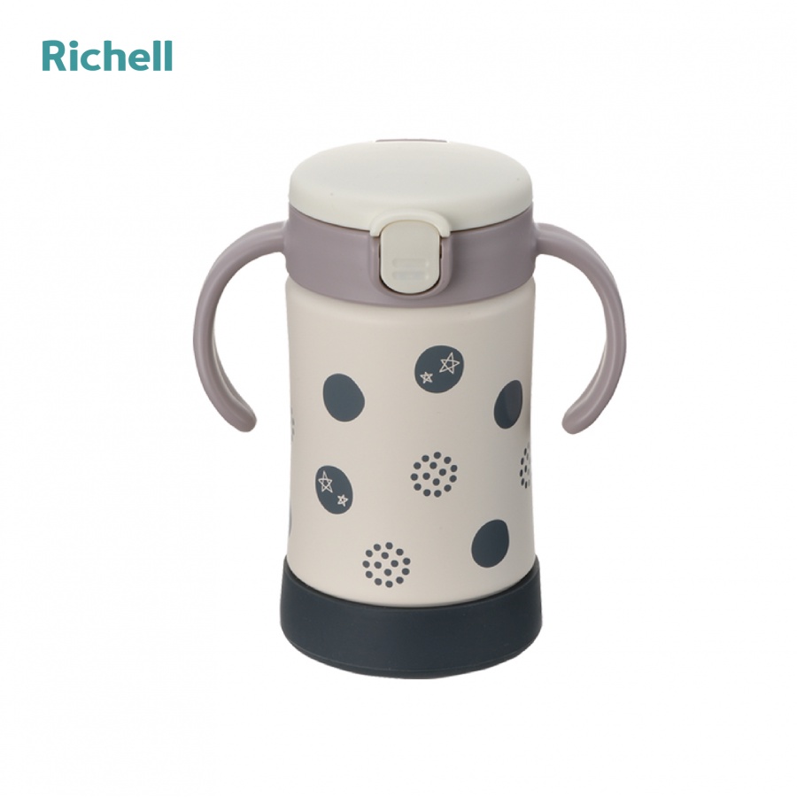 Bình Tập Uống Ống Hút Giữ Nhiệt Richell Chống Sặc Cho Bé Từ 7 Tháng Tuổi
