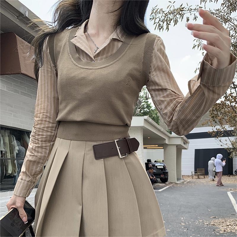 ZHELIHANGFEI Áo Dệt Kim Sát Nách Lưng Cao Quyến Rũ Thời Trang Hàn Quốc