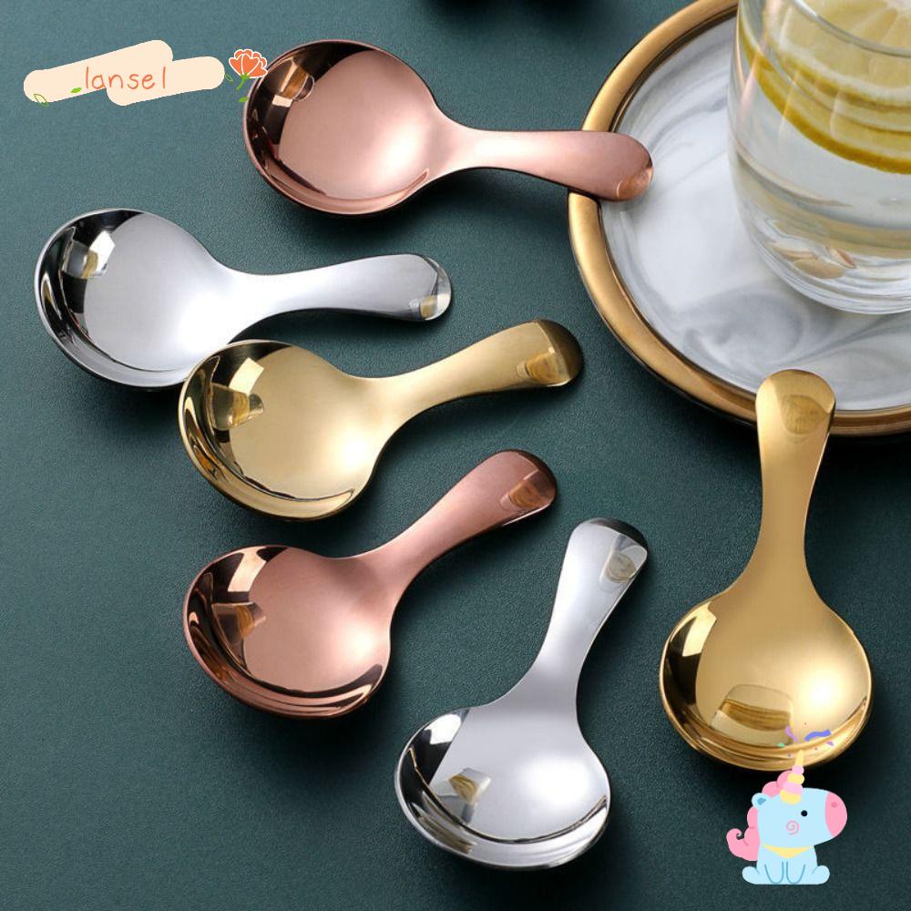 Set 2 Muỗng Múc Kem / Gia Vị Bằng Thép Không Gỉ Tay Cầm Ngắn