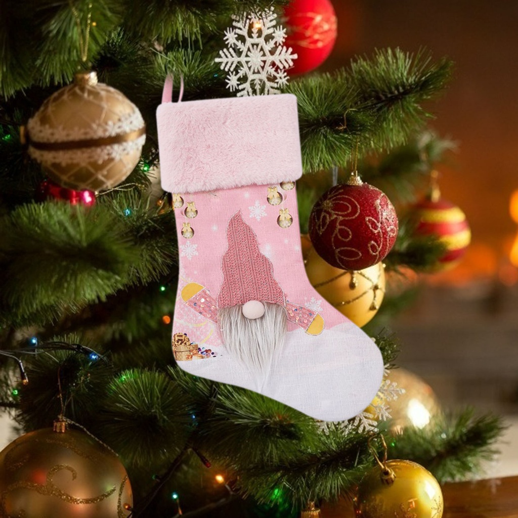 [Prettyia1] Vớ Trang Trí Giáng Sinh Cổ Điển Có Thể Giặt Được