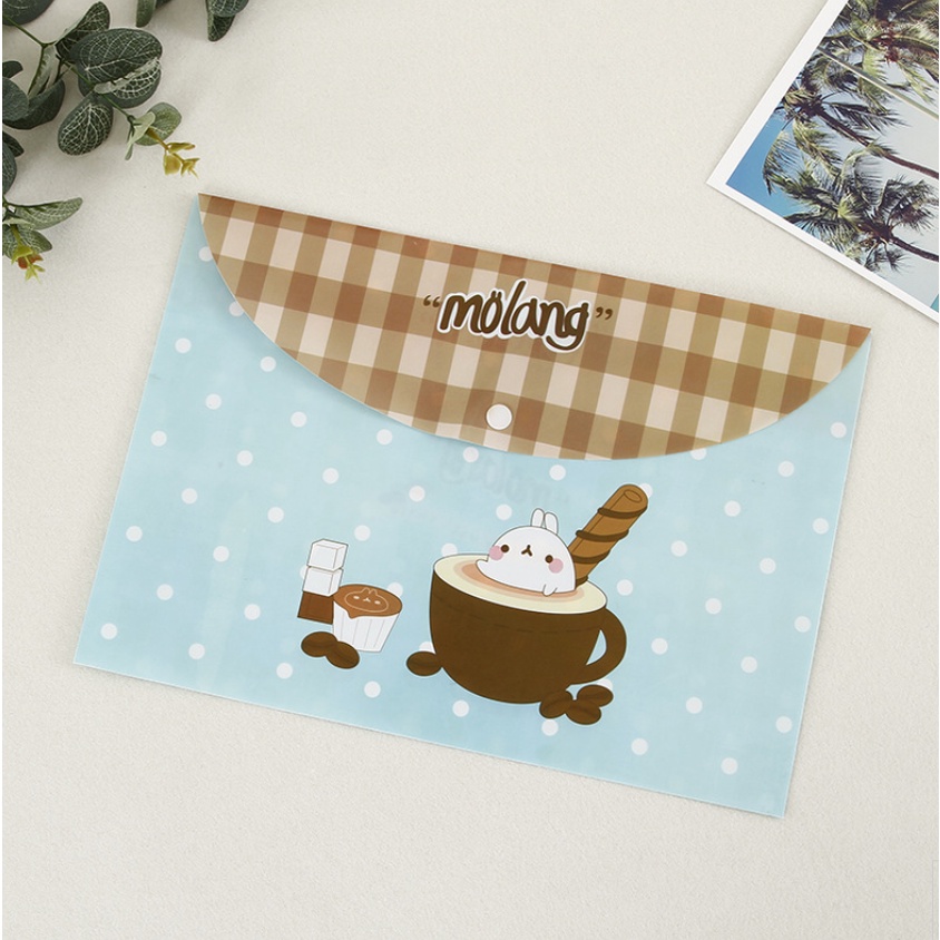 Túi Đựng Tài Liệu molang Cỡ A4 Họa Tiết Hoạt Hình Đáng Yêu