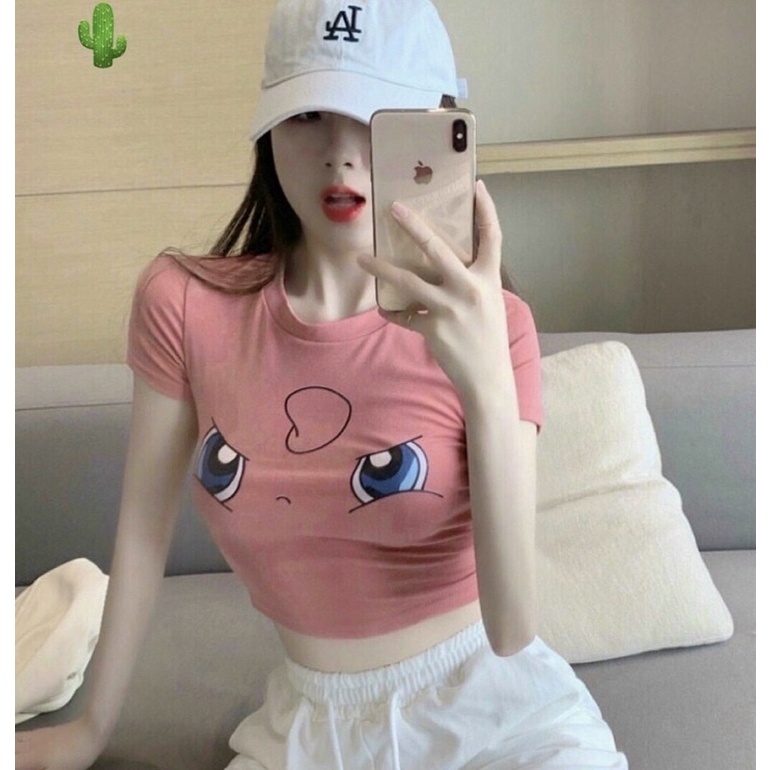 Áo croptop in hinh pokemom cổ tròn siêu dễ thương
