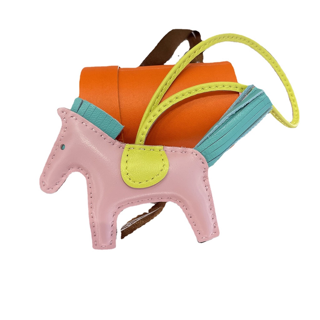 Dây Treo Xe Hơi / Túi Xách Handmade mini Bằng Da Cừu Đính Tua Rua Hình Ngựa Một Sừng Thời
