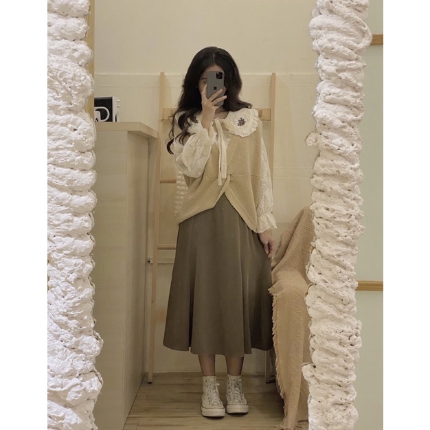 Chân váy dài lưng cao form basic - CV139