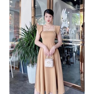 Đầm Xòe Dự Tiệc Siêu Xinh Tay Con Cánh Tiên, Dây Kéo Sau Lưng