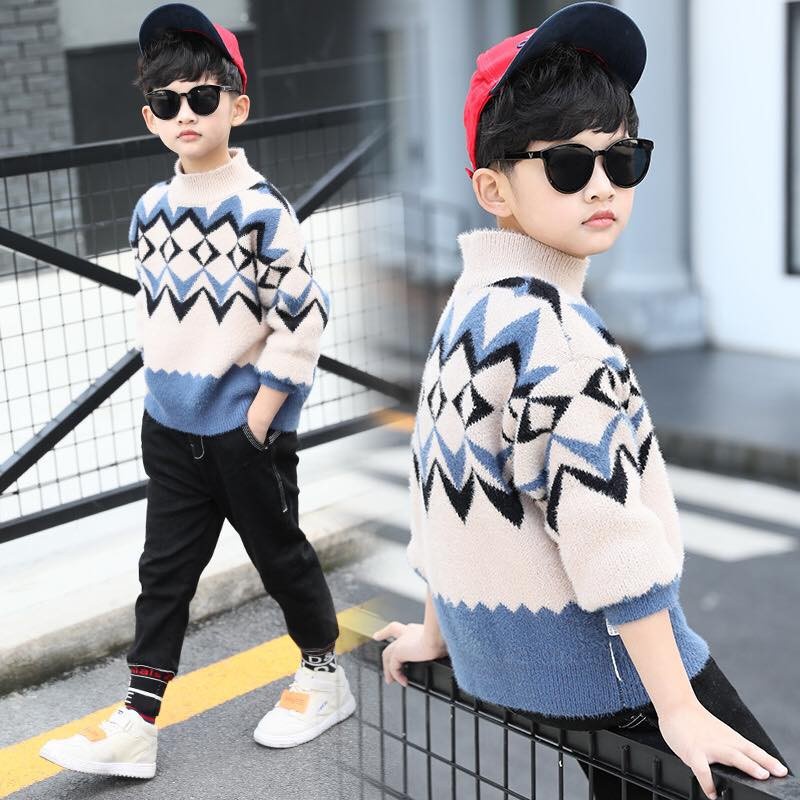 BB017 - Áo len lông bé trai dày ấm mặc mùa đông hàng nhập 30-35kg