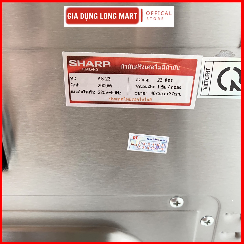 Lò nướng đa năng kiêm nồi chiên không dầu Sharp 23L Công nghệ ThaiLand, công suất 2000W - Bảo hành 12 tháng