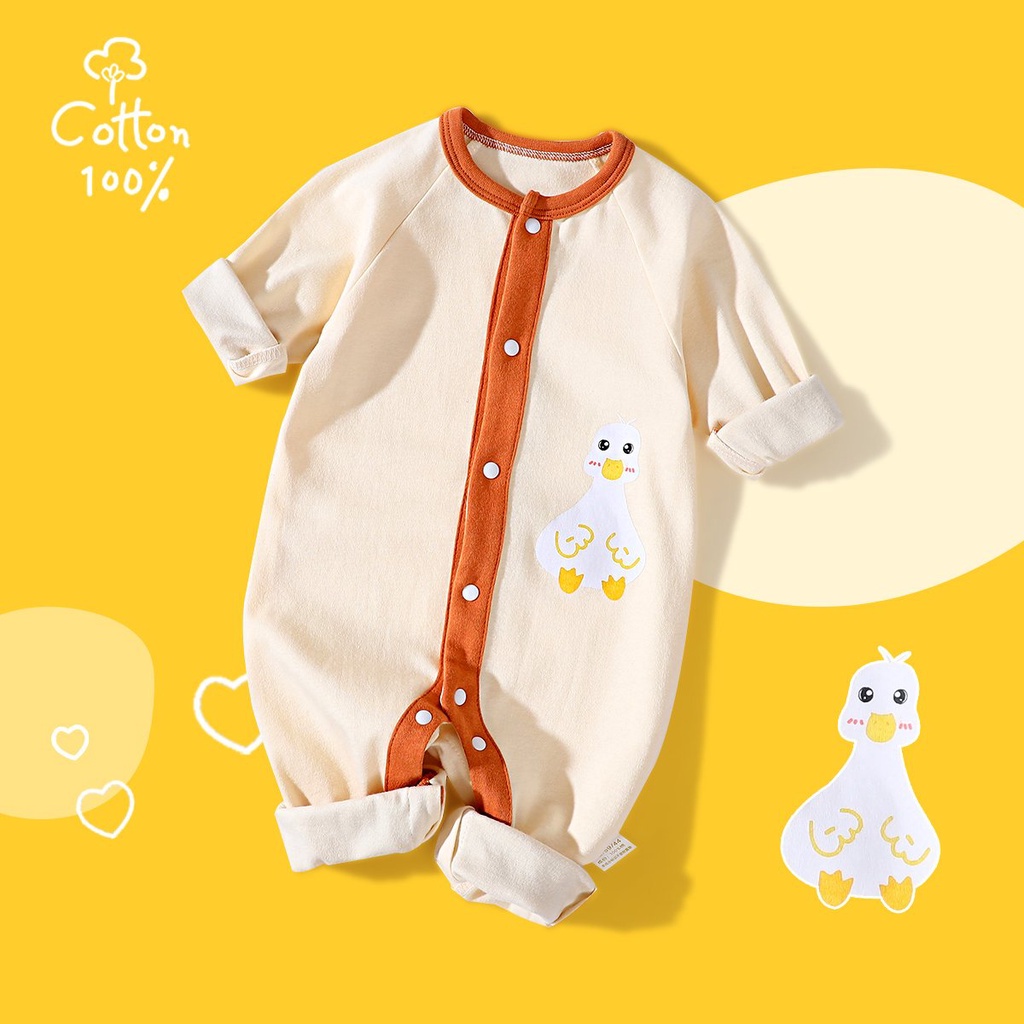 Bodysuit Dài Tay Cotton 100% Xịn Mịn, Bộ Liền Thân Thu Đông Cho Bé 3-12kg